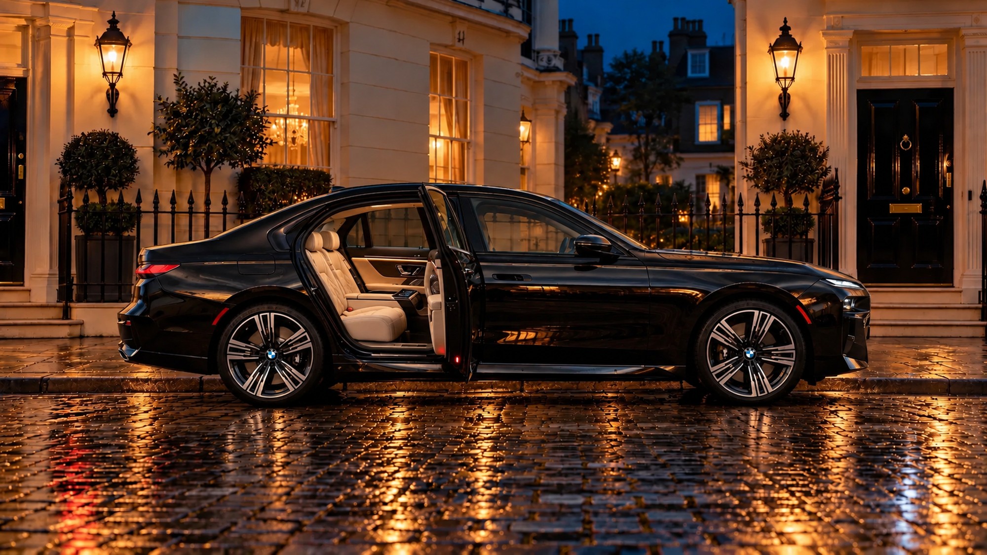 BMW 7 Series with the rear passenger door open